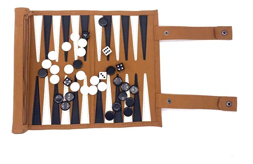 Juegos De Backgammon De Viaje Enrollables De Cuero Genuino,