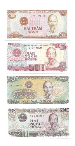 Vietnam. Mini Set. 200/500/1000/2000 Dong. 1987/89. Unc S/c