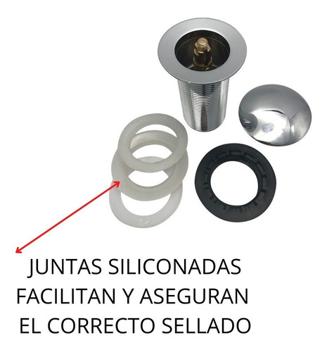 Imagen 6 de 10 de Sopapa Desague 40 1-1/4 Click Clack Lavatorio Bidet Comp Fv