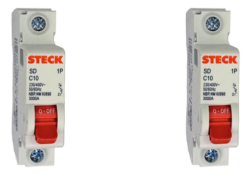 Kit C/2 - Disjuntor Steck Din Unipolar 10a Sd61 C Sdd61c10