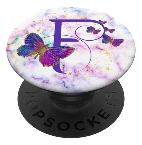 Letra F Inicial Mariposa Arco Iris  Popsockets Grip Soporte