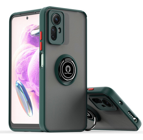 Case Hardness Ring Rojo Para Xiaomi Redmi Note 12s + 2 Micas