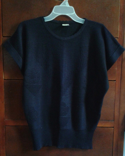 Blusa Negra Tejida De Dama, Marca Lady Rodes, Talla 12 (m)