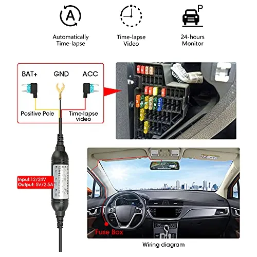 Kit De Conexión Directa Puerto Mini Usb Dash Cam Mirro...