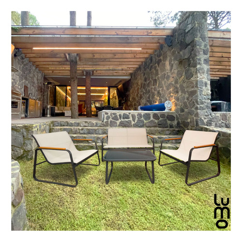 Juego Sala Para Jardín 4 Piezas Para Exterior Lumo Elegante Mesa Set Jardin Para Exteriores Moderno Beige