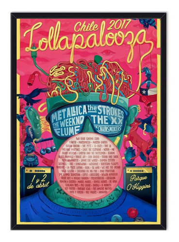 Cuadro - Afiche Enmarcado Lollapalooza Chile 2017