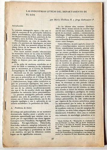 Orellana Industria Litica El Loa Calama 1964