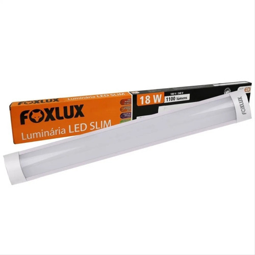 Luminaria Led Foxlux Slim 18w 6500k 60cm 110v 220v Cor Branco 110V/220V