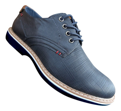 Zapato De Hombre Casual Oxford Cuero Pu - Azul - 7117