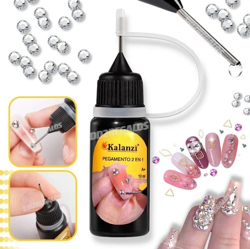 Pegamento Nail Glue Strass Tips Decoracion 2en1 Jewerly Gel