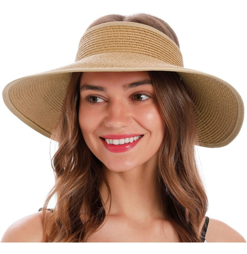 Sombrero Para Sol Gorras Mujer Playa Visera Paja Gran Borde