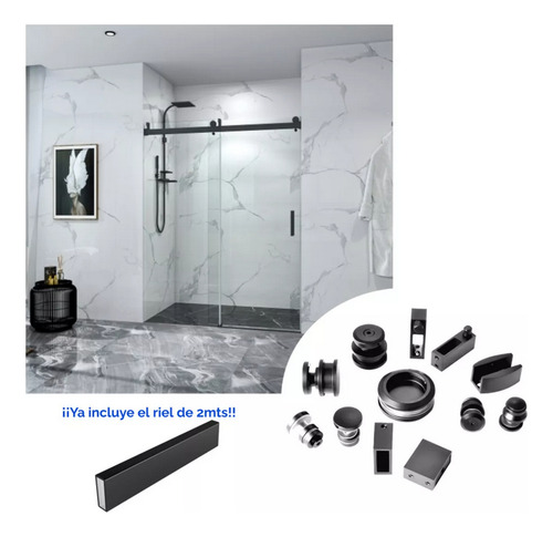 Kit Bacalar Acero Inoxidable Para Cancel Corredizo Barra 2m No Aplica Negro