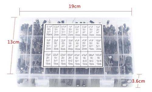 Kit Capacitores Electrolíticos 24 Valores 500pzs 0.1-1000uf