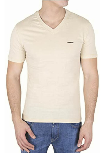 Playera Cuello V Slim Fit Manga Corta Para Hombre Silver