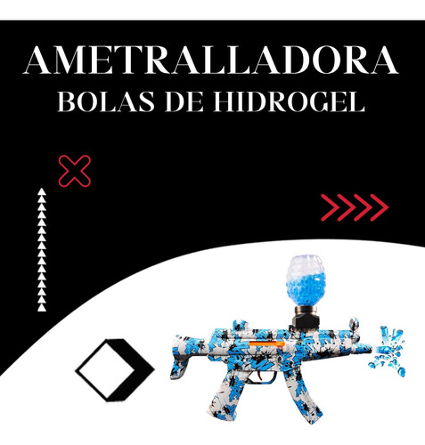 Ametralladora Juguete Pistola Bolitas De Hidrogel Eléctrica Celeste