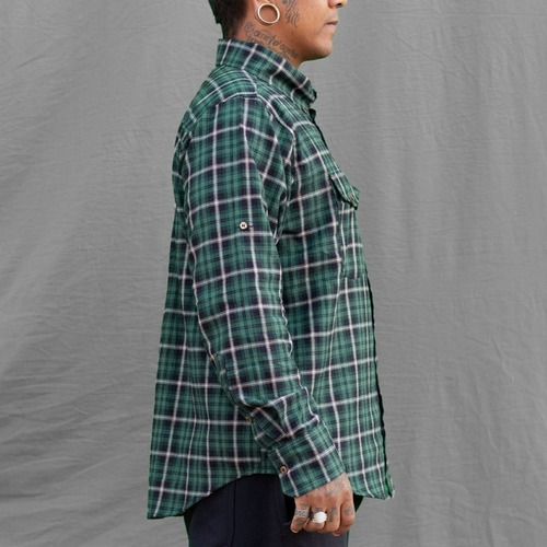 Camisa Xadrez Flanela Manga Longa Verde