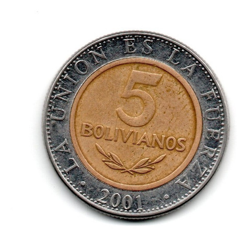 Bolivia Moneda 5 Bolivianos Año 2001 Km#212