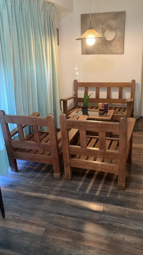Juego De Living Completo Madera Maciza Marrón (Usado)