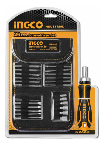 Set Puntas Y Dados 26 Pcs Ph/sl/pz/hex Ingco Hksdb0268