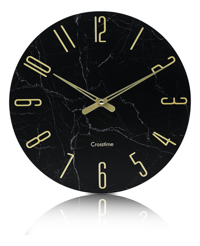 Crosstime Reloj De Pared Negro Moderno De 12 Pulgadas  S.