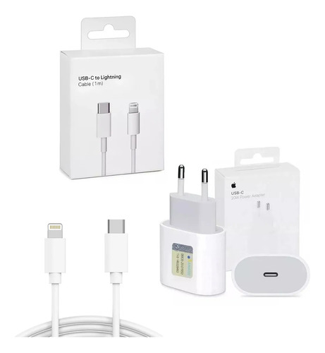Carregador Usb-c 20w+ Cabo 1m Para iPhone 100% Original