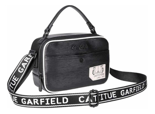 Bolsa Feminina Transversal Garfield Gf32002pt Preto Desenho do tecido Liso