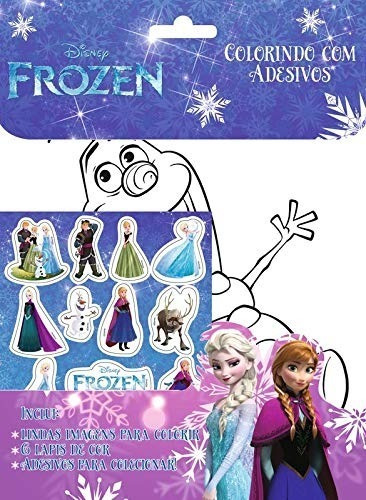 Livro Colorindo Com Adesivos E Lápis De Cor Frozen Disney