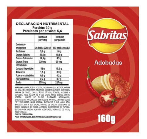 Sabritas Adobadas 160 G 12 Pzas