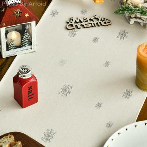 Mantel De Mesa De Navidad Con Árboles De Navidad, Copos De