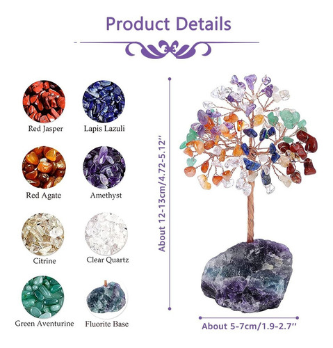 Árbol De Cristal, 7 Chakras, Árbol De La Vida, Cristales Nat