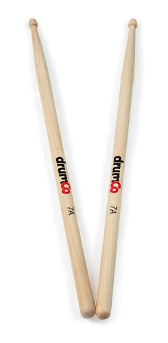 Baqueta Punta De Madera 7a Dr-7a Drumco Color Natural Tamaño 2.8x1.4x39.4
