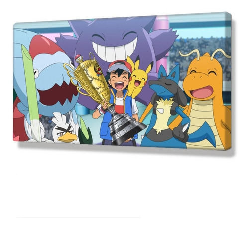 Cuadro Decorativo Ash Ketchum Campeón Pokémon Pikachu 28x41