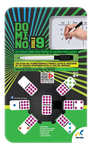 Juego De Mesa Novelty Domino Doble 9 Con 55 Fichas