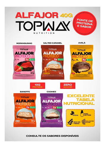 10un Alfajor Proteico Zero Açúcar Topway