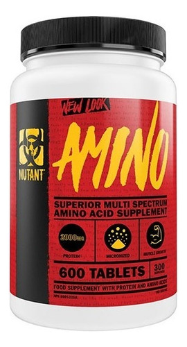 Mutant Amino 600 Tab, Aminoácidos Pastillas Bcaa + Eaa Sabor 600 Tabletas