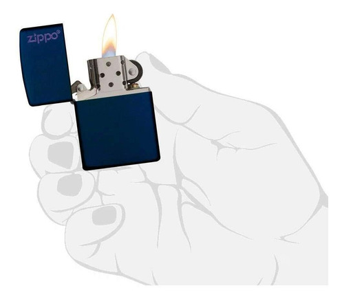 Imagem 3 de 3 de Isqueiro Zippo 239zl Logo Azul Marinho Original Com Fluido