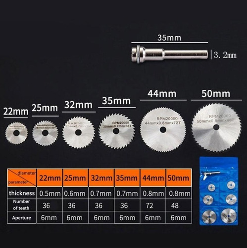 Discos Mini Sierra Hss Kit 7 Pc Para Moto Tool