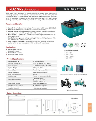 Imagen 2 de 3 de Bateria Solar 28ah Gel 12v