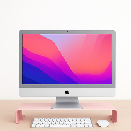 Soporte Eleva Monitor Cpu Escritorio Oficina Teclado Colores Rosa