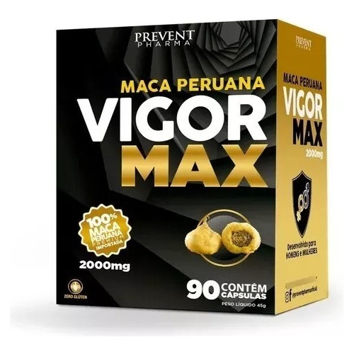 Maca Peruana Vigor Max 2000mg Pura 90 Cápsulas Prevent Pharm