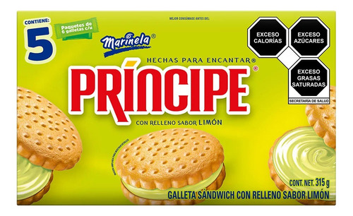 4 Pzs Marinela Galletas Principe Limon 315gr