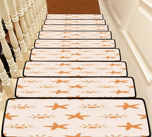 Alfombra Para Peldaño Escalera Estrella Mar Sol Verano Retro