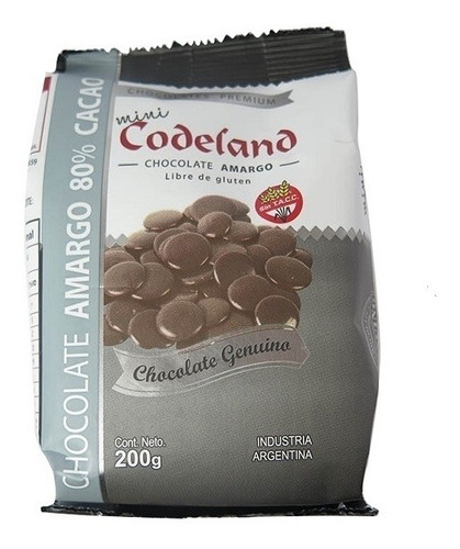 Chocolate Cobertura Codeland Amargo Cacao Al 80% X 200gr