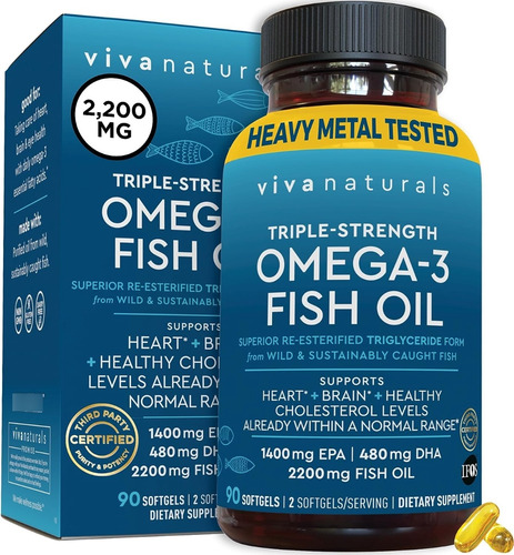 Omega 3 2200 Mg 90caps Viva Nat - - Unidad A $3577