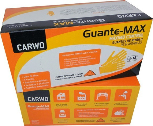 Guantes De Nitrilo Texturado Talle L Naranjas Caja X 100 U