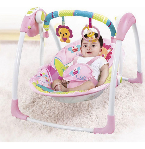Cadeira De Descanço Mastela Automatica Até 11kg - Rosaleão Cor Rosa Leão