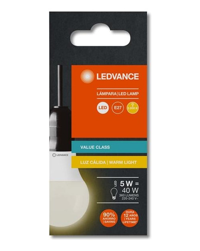 Imagen 2 de 7 de Lampara Led 5w Osram E27 Pack X10 Unidades