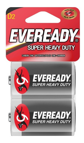 Imagen 2 de 4 de Pila Tipo D 2ud Zinc Carbono Super Heavy Duty Eveready 2pack