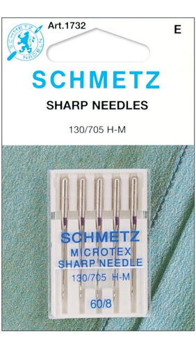 5 Agujas Schmetz Microtex Size 8/60