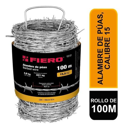 Alambre De Puas Cal. 15 100 Mt Fiero 44884